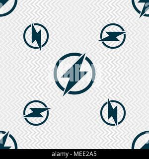 Photo flash sign icon. Lightning symbol. Seamless pattern with geometric texture. Vector illustration Stock Vector