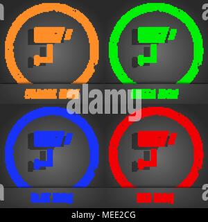 Surveillance Camera  icon symbol. Fashionable modern style. In the orange, green, blue, green design. Vector illustration Stock Vector