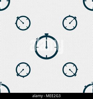 Timer sign icon. Stopwatch symbol.. Seamless pattern with geometric texture. Vector illustration Stock Vector
