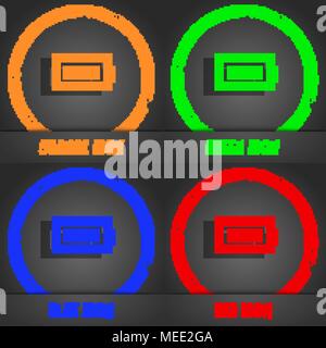 Battery fully charged  icon symbol. Fashionable modern style. In the orange, green, blue, green design. Vector illustration Stock Vector
