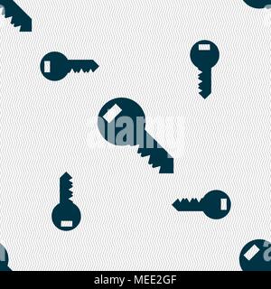 Key sign icon. Unlock tool symbol.. Seamless pattern with geometric texture. Vector illustration Stock Vector