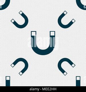 magnet sign icon. horseshoe it symbol. Repair sig. Seamless pattern with geometric texture. Vector illustration Stock Vector