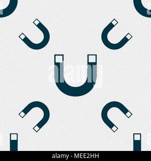 magnet sign icon. horseshoe it symbol. Repair sig. Seamless pattern with geometric texture. Vector illustration Stock Vector