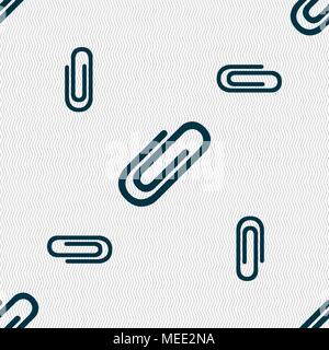 Paper clip sign icon. Clip symbol. Seamless pattern with geometric texture. Vector illustration Stock Vector