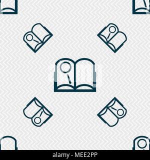 Book sign icon. Open book symbol. Seamless pattern with geometric texture. Vector illustration Stock Vector