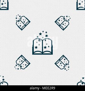Magic Book sign icon. Open book symbol. Seamless pattern with geometric texture. Vector illustration Stock Vector