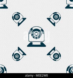 Webcam sign icon. Web video chat symbol. Camera chat. Seamless pattern with geometric texture. Vector illustration Stock Vector