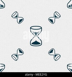 Hourglass sign icon. Sand timer symbol. Seamless pattern with geometric texture. Vector illustration Stock Vector