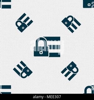 Lock, login icon sign. Seamless pattern with geometric texture. Vector illustration Stock Vector