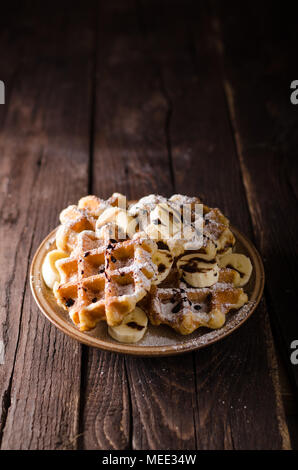 Sugar waffles product photo, food photography, food stock, place for advertisment Stock Photo
