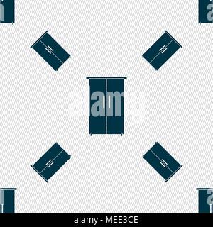 Cupboard icon sign. Seamless pattern with geometric texture. Vector illustration Stock Vector