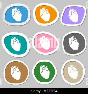 Human heart symbols. Multicolored paper stickers. Vector illustration Stock Vector