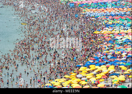 Overcrowded beach in Lima, Peru Stock Photo