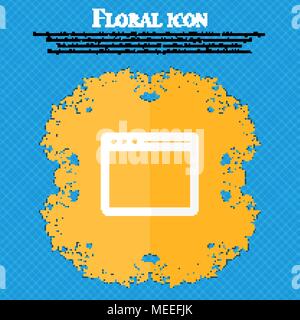 Simple Browser window icon. Floral flat design on a blue abstract background with place for your text. Vector illustration Stock Vector