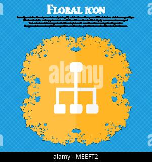 social network icon. Floral flat design on a blue abstract background with place for your text. Vector illustration Stock Vector