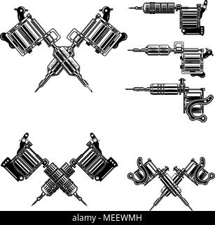 Tattoo SketchBook. Set of Labels and Elements. Vector Set