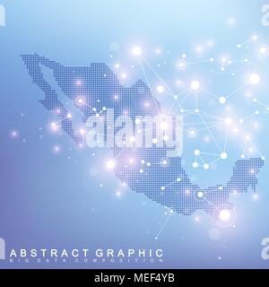 Abstract map of Mexico global network connection. Vector background technology futuristic plexus Stock Vector