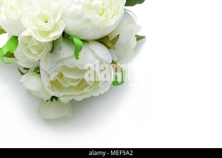 bouquet of peony flowers isolated on white. studio shot. copy space. Stock Photo