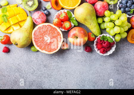Fresh assorted fruits and berries Stock Photo