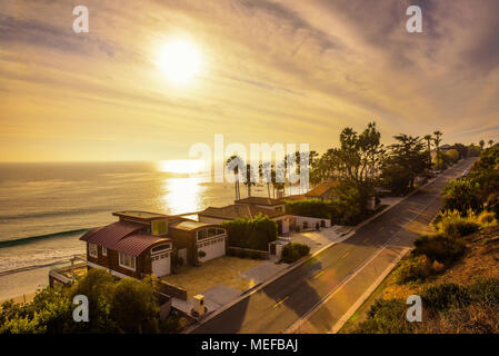 Oceanfront homes of Malibu beach in California Stock Photo