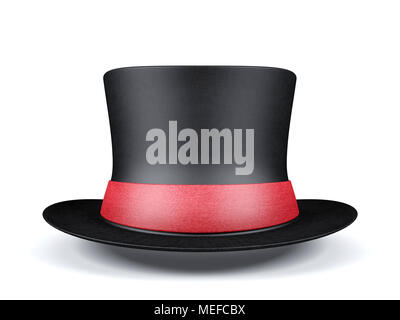 Top Hat with Red Ribbon Isolated on White Stock Photo - Alamy