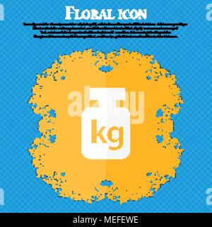 Weight icon. Floral flat design on a blue abstract background with place for your text. Vector illustration Stock Vector