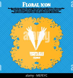vegetarian cuisine icon. Floral flat design on a blue abstract background with place for your text. Vector illustration Stock Vector