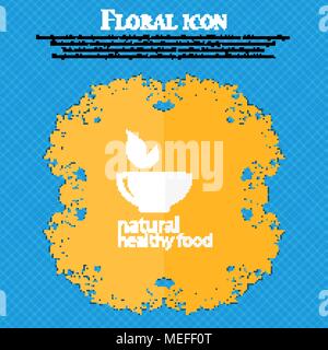 healthy food concept icon. Floral flat design on a blue abstract background with place for your text. Vector illustration Stock Vector