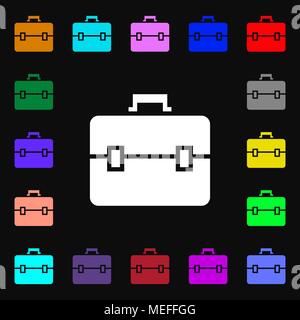 suitcase icon sign. Lots of colorful symbols for your design. Vector illustration Stock Vector