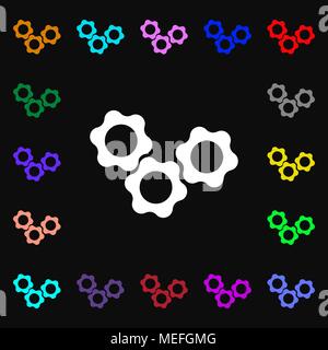 gears icon sign. Lots of colorful symbols for your design. Vector illustration Stock Vector