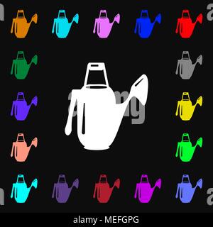 Watering can icon sign. Lots of colorful symbols for your design. Vector illustration Stock Vector