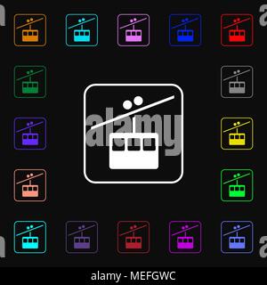 cable car line icon sign. Lots of colorful symbols for your design. Vector illustration Stock Vector