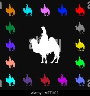 Camel icon sign. Lots of colorful symbols for your design. Vector illustration Stock Vector