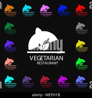 vegetarian restaurant icon sign. Lots of colorful symbols for your design. Vector illustration Stock Vector