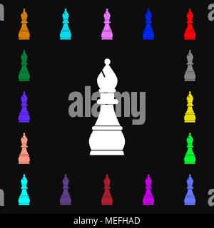 Chess bishop icon sign. Lots of colorful symbols for your design. Vector illustration Stock Vector
