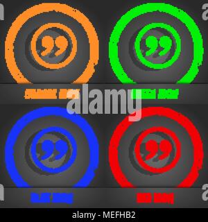 Double quotes icon. Fashionable modern style. In the orange, green, blue, red design. Vector illustration Stock Vector