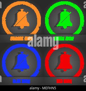 No bell, Prohibition icon. Fashionable modern style. In the orange, green, blue, red design. Vector illustration Stock Vector