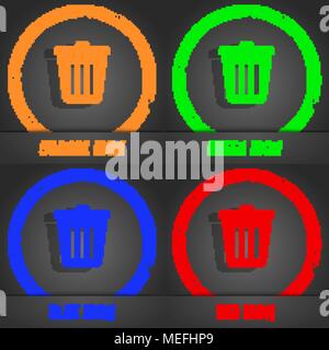 Bin  icon. Fashionable modern style. In the orange, green, blue, red design. Vector illustration Stock Vector