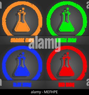 Flask  icon. Fashionable modern style. In the orange, green, blue, red design. Vector illustration Stock Vector