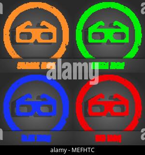 3d glasses icon. Fashionable modern style. In the orange, green, blue, red design. Vector illustration Stock Vector