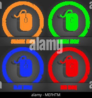 Computer mouse icon. Fashionable modern style. In the orange, green, blue, red design. Vector illustration Stock Vector