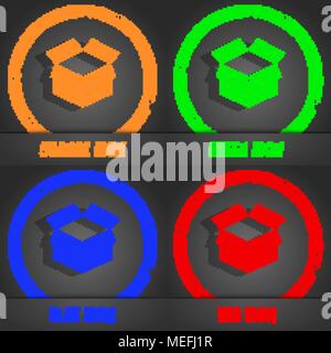 Open box icon. Fashionable modern style. In the orange, green, blue, red design. Vector illustration Stock Vector
