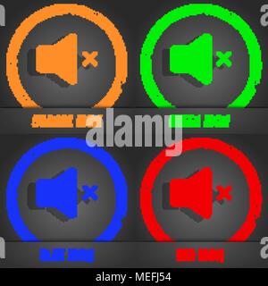 No Volume icon. Fashionable modern style. In the orange, green, blue, red design. Vector illustration Stock Vector
