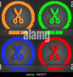 Scissors icon. Fashionable modern style. In the orange, green, blue, red design. Vector illustration Stock Vector