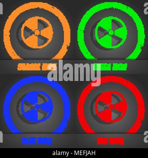 radioactive icon. Fashionable modern style. In the orange, green, blue, red design. Vector illustration Stock Vector