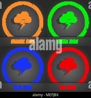 Heavy thunderstorm icon. Fashionable modern style. In the orange, green, blue, red design. Vector illustration Stock Vector