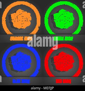 rose icon. Fashionable modern style. In the orange, green, blue, red design. Vector illustration Stock Vector