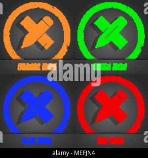 Pencil with ruler icon. Fashionable modern style. In the orange, green, blue, red design. Vector illustration Stock Vector