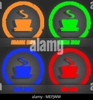 coffee, tea icon. Fashionable modern style. In the orange, green, blue, red design. Vector illustration Stock Vector
