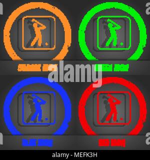 Golf icon. Fashionable modern style. In the orange, green, blue, red design. Vector illustration Stock Vector